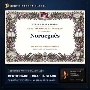 🔥 Bolsa 100% [APLICADA] - [MATRÍCULA] CURSO DE FORMAÇÃO EM Norueguês - ACESSO VITALÍCIO - CRACHÁ BLACK + REGISTRO - CASHBACK R$ 25 - BÔNUS APOSTILA EXTRA - FP