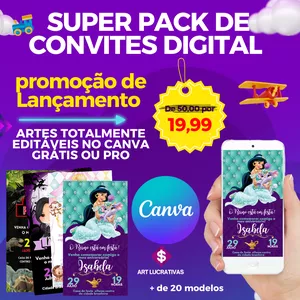 Imagem de capa para o Ebook PACK de convites Canva 