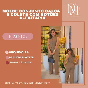 Imagem de capa para o Ebook MOLDE CONJUNTO CALÇA E COLETE COM BOTÕES ALFAITARIA 