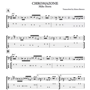Cover image for Ebook CHROMAZONE (Mike Stern) Bass Transcription, Score &amp; Tab Lesson