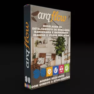 Imagem de capa para o Curso online 𝗔𝗥𝗤𝗙𝗟𝗢𝗪 - Sketchup + Layout + Enscape + Vray + Envision + Vantage