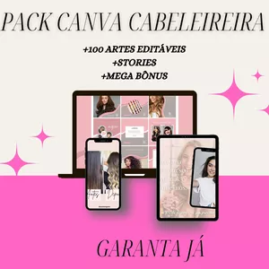 Imagem de capa para o Ebook PACK CANVA ARTES PARA SALÃO DE BELEZA + SUPER BÔNUS 