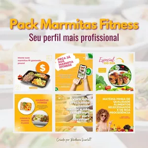 Imagem de capa para o Curso online Pack Marmitas Fitness - Post Instagram Canva