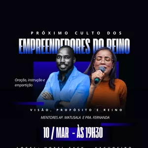 Imagem de capa para o Evento presencial CULTO DOS EMPREENDEDORES DO REINO 