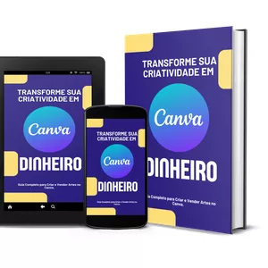 Imagem de capa para o Ebook "Arte Lucrativa: Guia Completo para Ganhar Dinheiro Criando Designs no Canva