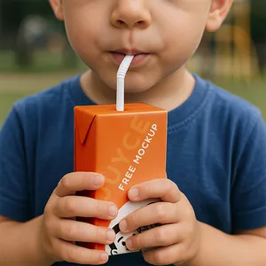 Cover image for Online course Mockup de embalagem de suco na mão da criança