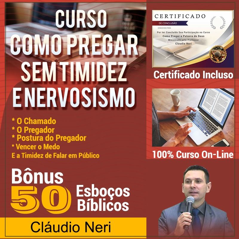 Imagem de CURSO COMO PREGAR A PALAVRA DE DEUS SEM TIMIDEZ E NERVOSISMO criado por Claudio na hotmart