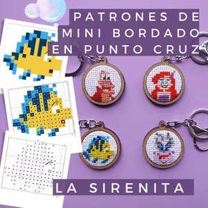 Imagen de portada para Curso online Patrón de bordado en miniatura en punto cruz - La Sirenita