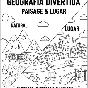 Imagem de capa para o Ebook Atividades adaptadas sobre paisagem natural e modificada para pintar BNCC geografia