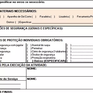 Imagem de capa para o Ebook Modelo de APR (ANALISE PRELIMINAR DE RISCOS) + ATR (AUTORIZAÇÃO PARA TRABALHO DE RISCO)