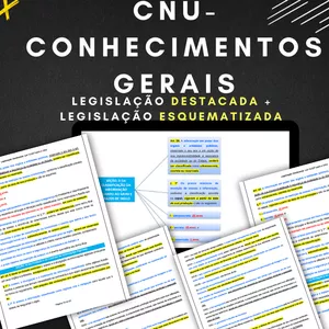 Imagem de capa para o Ebook Concurso Nacional Unificado - CNU - Conhecimentos Gerais Legislação DESTACADA + Legislação ESQUEMATIZADA