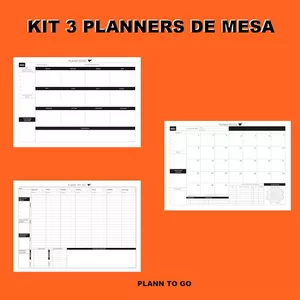 Imagem principal do produto Kit 3 Planners de Mesa Plann To Go [ PDF ]