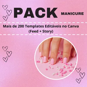 Imagem de capa para o Ebook PACK MANICURE & NAIL DESIGNER - 200 Artes Editáveis no CANVA (FEED e STORY)