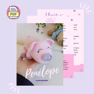 Imagem de capa para o Ebook PDF- Receita porquinha Penélope em amigurumi