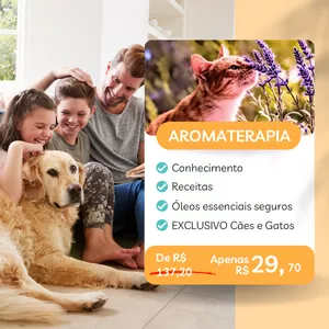Imagem de capa para o Ebook Aromas que curam: Guia prático de aromaterapia pet para cães e gatos.