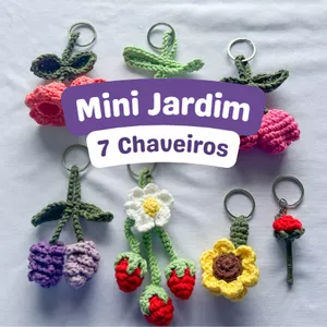 Imagem de capa para o Curso online Mini Jardim de Crochê- 7 chaveiros florais para presentear