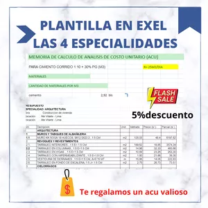 Imagem principal do produto ANALISIS DE COSTOS UNITARIOS ACU - PLANTILLA EN EXEL