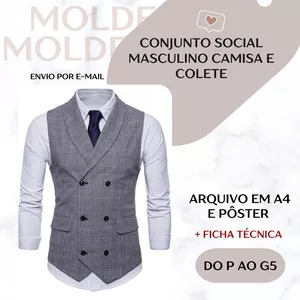 Imagem de capa para o Ebook Molde em Pdf - Conjunto Social Masculino: Camisa e Colete