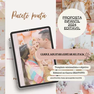 Imagem de capa para o Ebook Orçamento Editável Fotografia Festa INFANTIL CANVA 2024