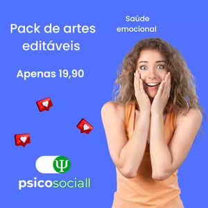 Imagem de capa para o Ebook Pack 200 artes editáveis saúde emocional