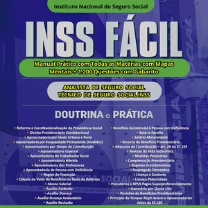 Imagem de capa para o Curso online INSS Fácil: Manual Prático com Todas as Matérias com Mapas Mentais + 1.200 Questões com Gabarito