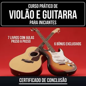 Imagem de capa para o Ebook Curso Prático de Violão e Guitarra Para Iniciantes