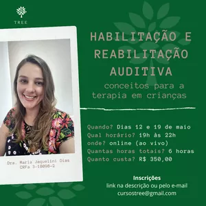 Imagem de capa para o Evento online CURSO: HABILITAÇÃO E REABILITAÇÃO AUDITIVA - CONCEITOS PARA TERAPIA EM CRIANÇAS
