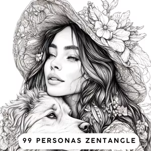 Imagen de portada para Curso online 99 Personas Zentangle – Libro Digital para Colorear