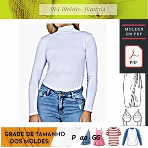 Imagem de capa para o Ebook Molde de Blusa Gola Alta Manga Longa #01