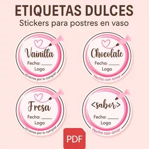 Imagen de portada para Ebook Etiquetas Dulces | Stickers para Postres en Vaso
