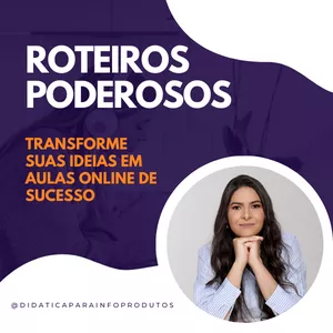 Imagem de capa para o Curso online Roteiros Poderosos - Transforme Suas Ideias em Aulas Online de Sucesso