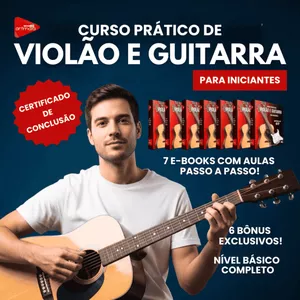 Imagem de capa para o Ebook Curso Prático de Violão e Guitarra Para Iniciantes 