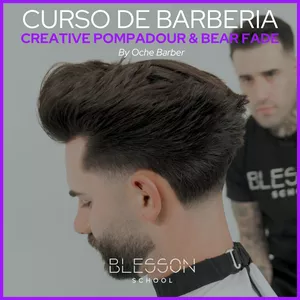 Imagen de portada para Curso online Curso de Barbería -Creative Pompadour & Beard Fade - By Oche Barber - Blesson School