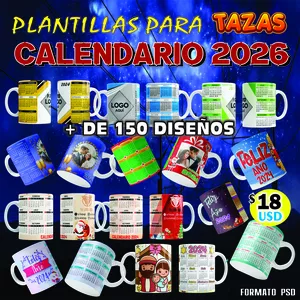 Imagen de portada para Curso online CALENDARIO 2026 PACK PLANTILLAS TAZAS 