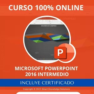 Imagen principal del producto Curso completo 100% Online de Microsoft PowerPoint 2016 Intermedio incluye libro y certificado