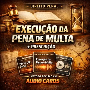 Imagem de capa para o Curso online Execucao da Pena de Multa e Prescricao (art. 114 do Codigo Penal, LEF e art. 174 do CTN) – Direito Penal - Método Revisão em Áudio Cards para Concurso