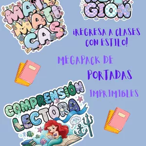 Imagen de portada para Ebook Mega Pack de Portadas Escolares Imprimibles: Edición Kawaii &amp; Personajes