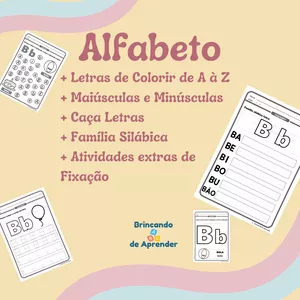 Imagem de capa para o Ebook Alfabeto Bastão de A à Z com Caça Letras, Família Silábica e Atividades de Fixação Vol. I