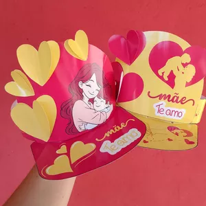 Imagem de capa para o Ebook Viseira dia das mães coração 3 D