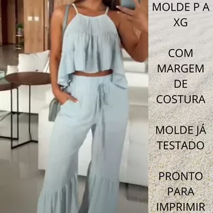 Imagem de capa para o Ebook MOLDE CONJUNTO CALÇA E CROPPED COM FRANZIDO