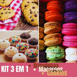 Imagem de capa para o Ebook Kit 3 em 1 Brigadeiro Macarons e Cookies