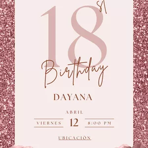 Imagen de portada para Ebook Tarjeta de Invitación Digital - Cumpleaños 18 Años Elegante (Editable)