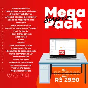 Imagem de capa para o Curso online MEGA SUPER PACK COM +20MIL ARTES CANVAS EDITAVEIS E PRÉ-EDITAVEL + BONUS +PAGINA DE VENDAS +BONUS AULAS