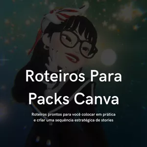 Imagem de capa para o Curso online Roteiros Para Packs Canva