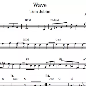 Imagem de capa para o Ebook Wave (Tom Jobim) - Partitura para instrumentos em Mi Bemol + Playback