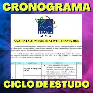 Imagem de capa para o Curso online ANALISTA ADMINISTRATIVO - IBAMA 2025- CRONOGRAMA
