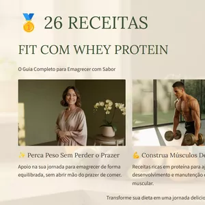 Imagem de capa para o Ebook Receitas Fit com Whey – Guia Prático para Emagrecer e Ganhar Massa