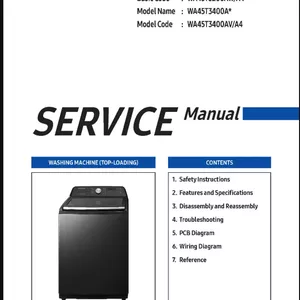 Cover image for Ebook SAMSUNG WA45T3200AW, WA45T3400AV &amp; WA45T3400AV/A4 SERVICE MANUAL