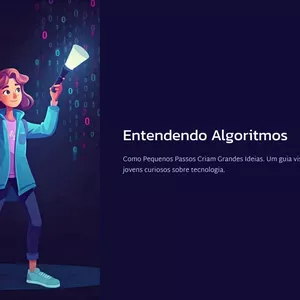 Imagem de capa para o Ebook Algoritmos Descomplicados: Guia Visual para Iniciantes em Tecnologia
