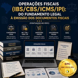 Imagem do curso OPERAÇÕES FISCAIS (IBS/CBS/ICMS/IPI): DO FUNDAMENTO LEGAL À EMISSÃO DOS DOCUMENTOS FISCAIS (Pontuação no PEPC) - GRAVADO - 18/06/2026